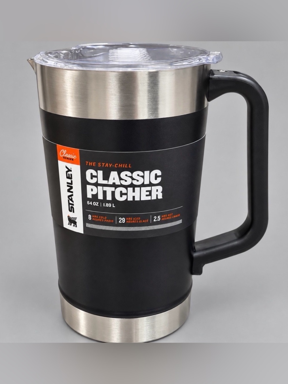 NEW Stanley Stay-Chill Classic Pitcher 64 Oz Black Insulated Stainless Steel Lid
